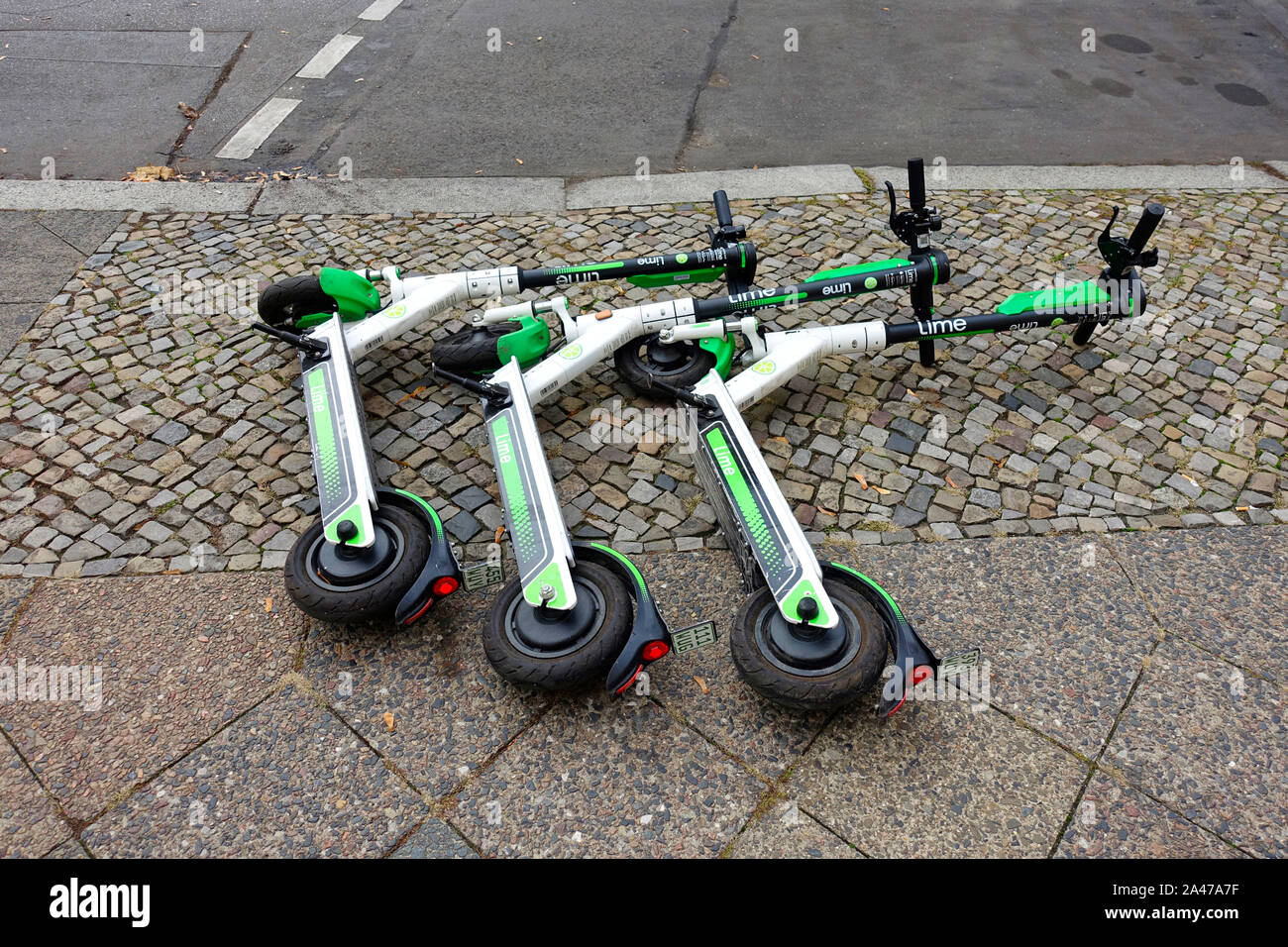 Escooters of Lime in Berlin Stock Photo Alamy