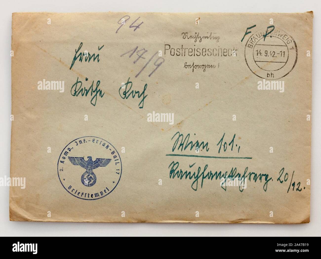 Feldpost von Hans 1942-09-13 1. Stock Photo
