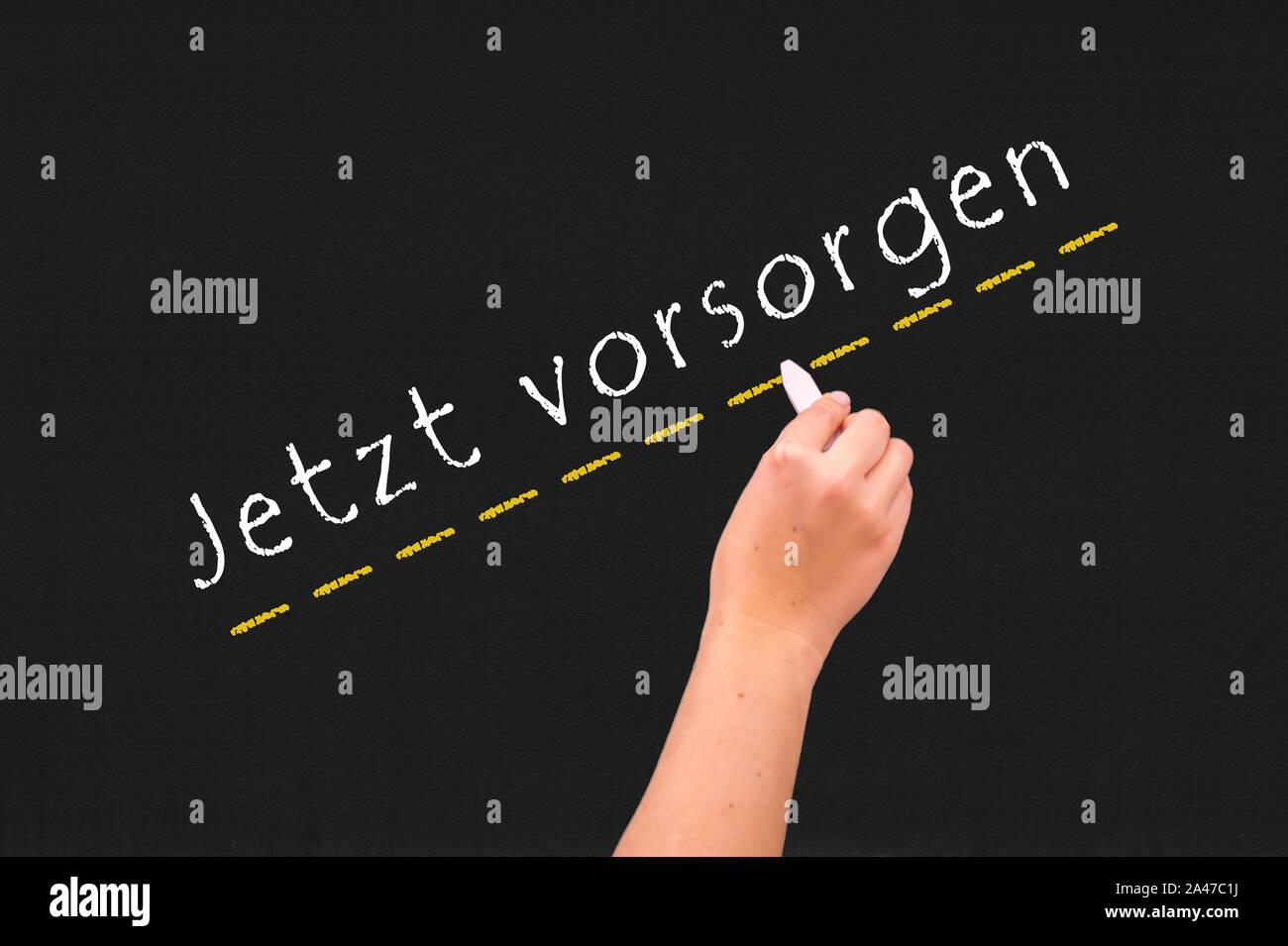 Chalk board Provide now in Germany Stock Photo