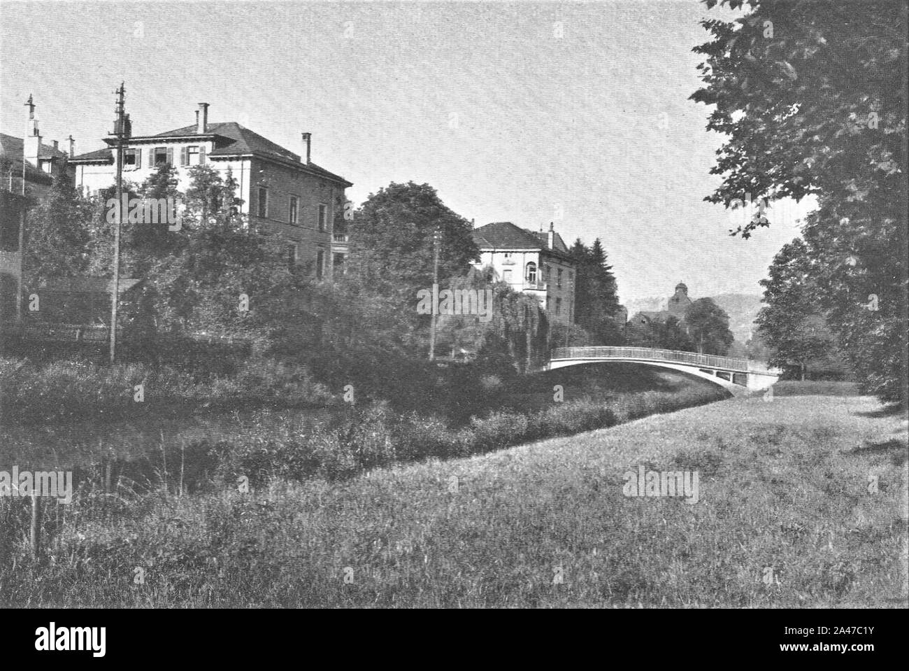 Flutkanal mit dem Indianersteg von der Neckarinsel aus ca.1920 (TGV035). Stock Photo