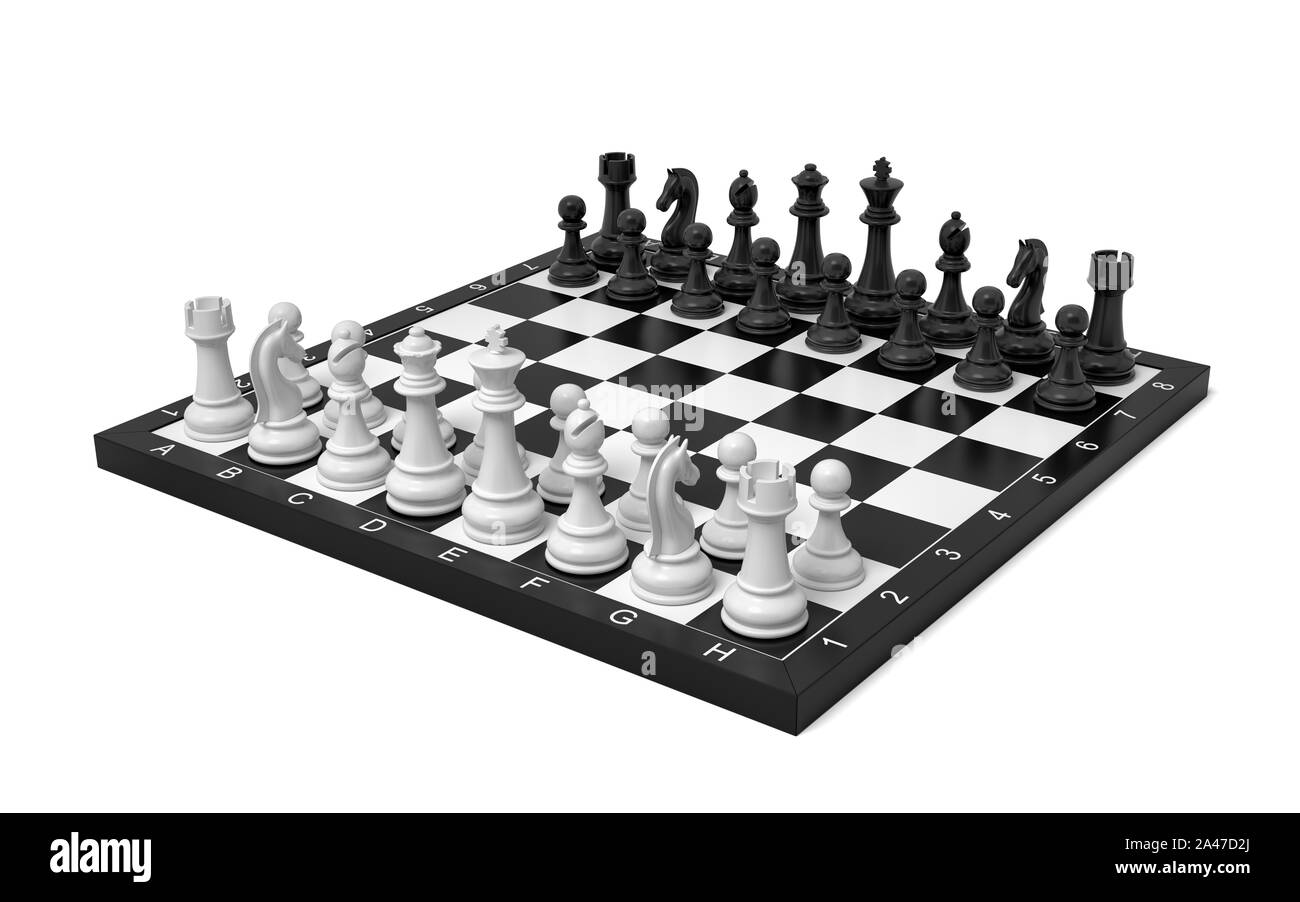 3d Rendering Of Black Chess Pieces Strategically Positioned On A