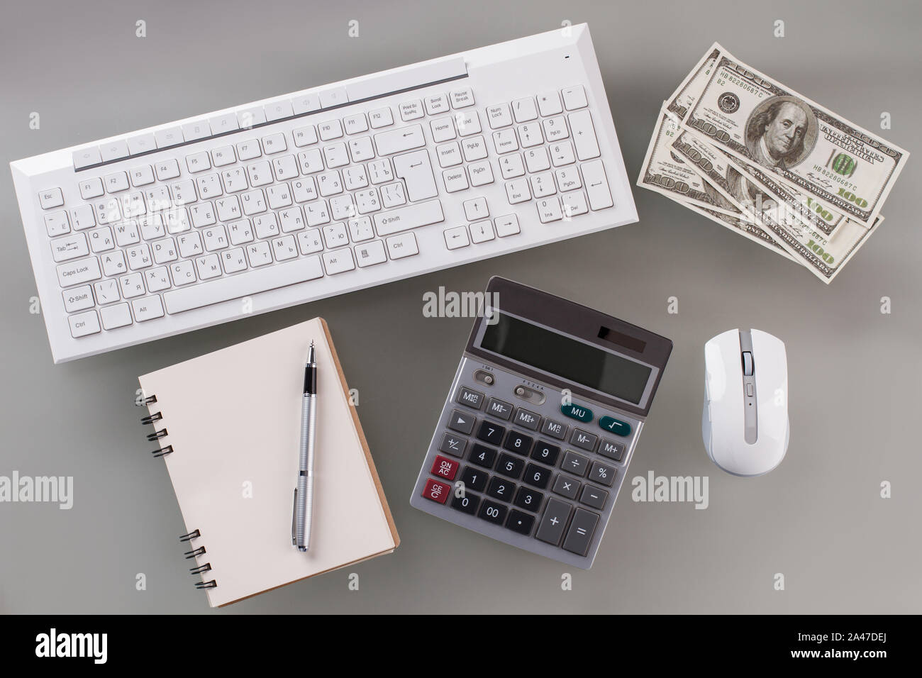 Layout with office equipment Stock Photo Alamy