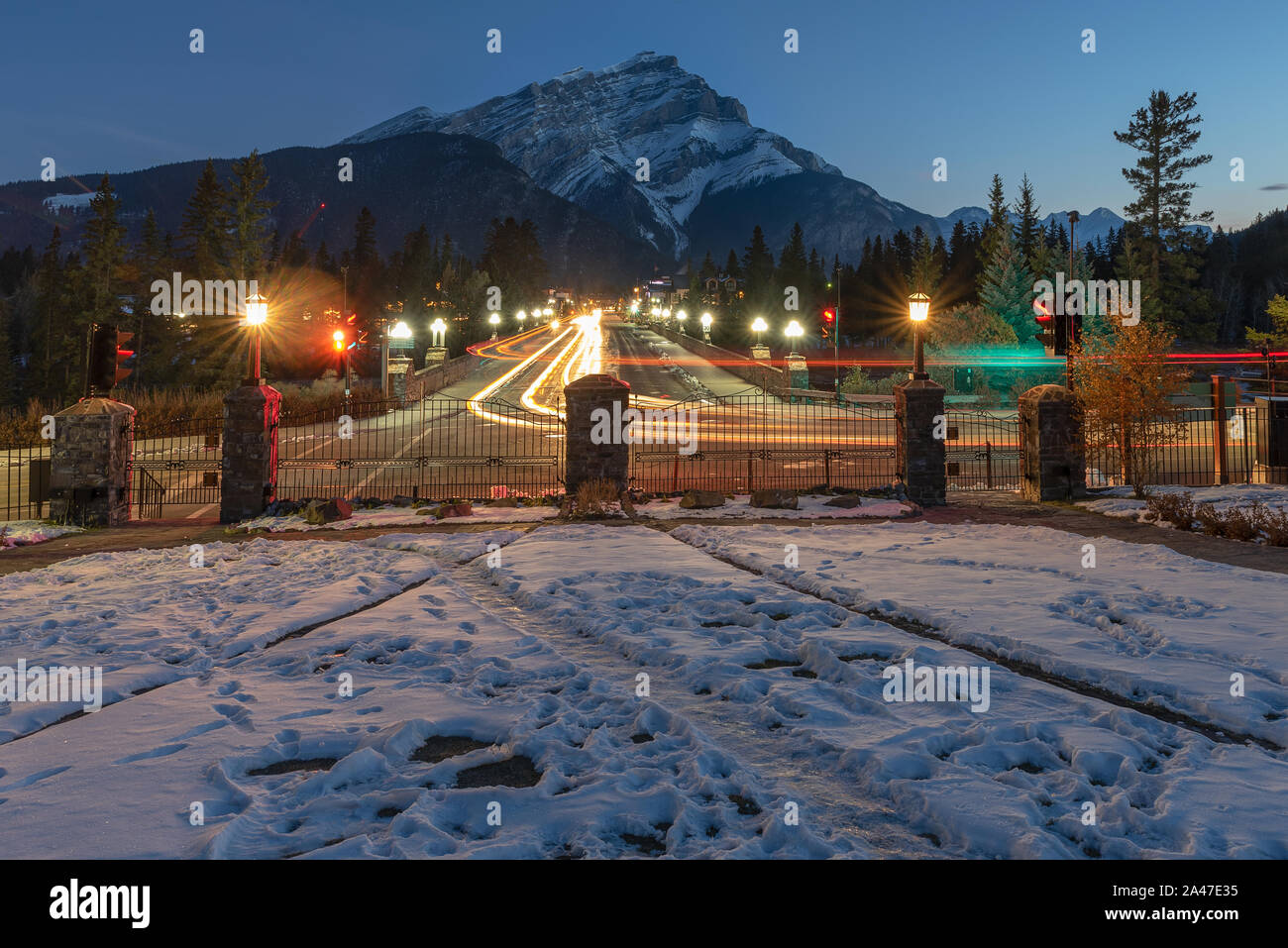 Banff Avenue in the Town of Banff, Canada Stock Photo