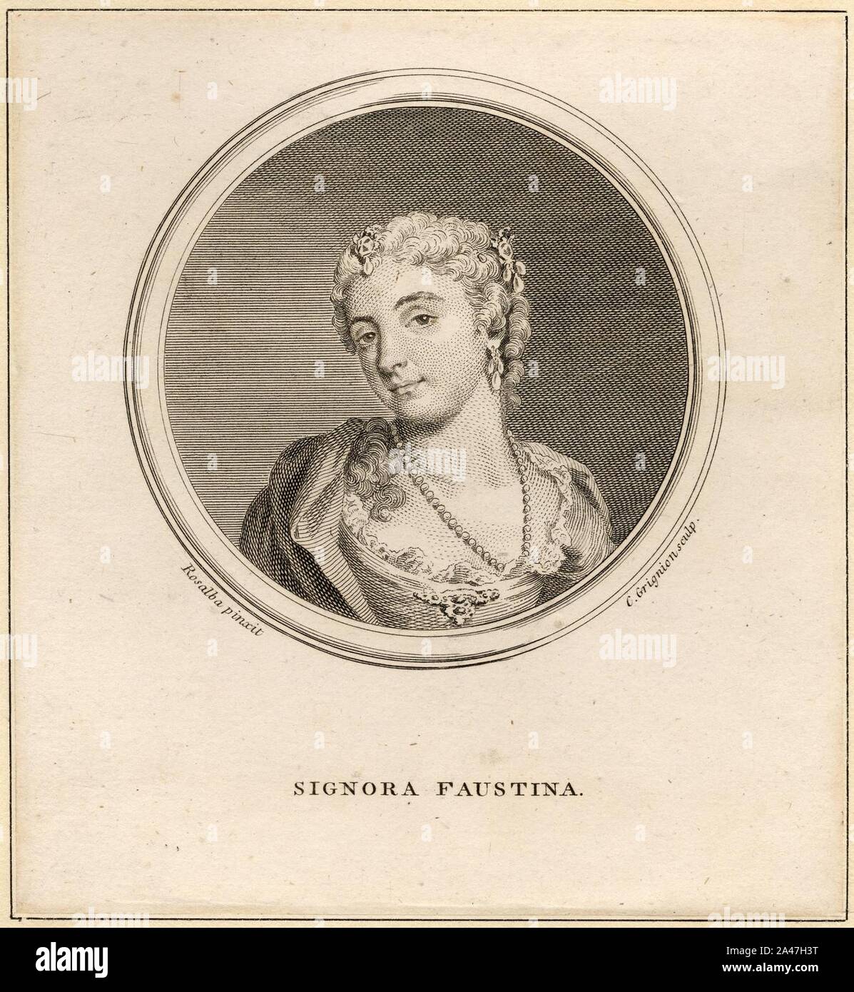 Faustina Bordoni (Charles Grignion after Rosalba Carriera). Stock Photo