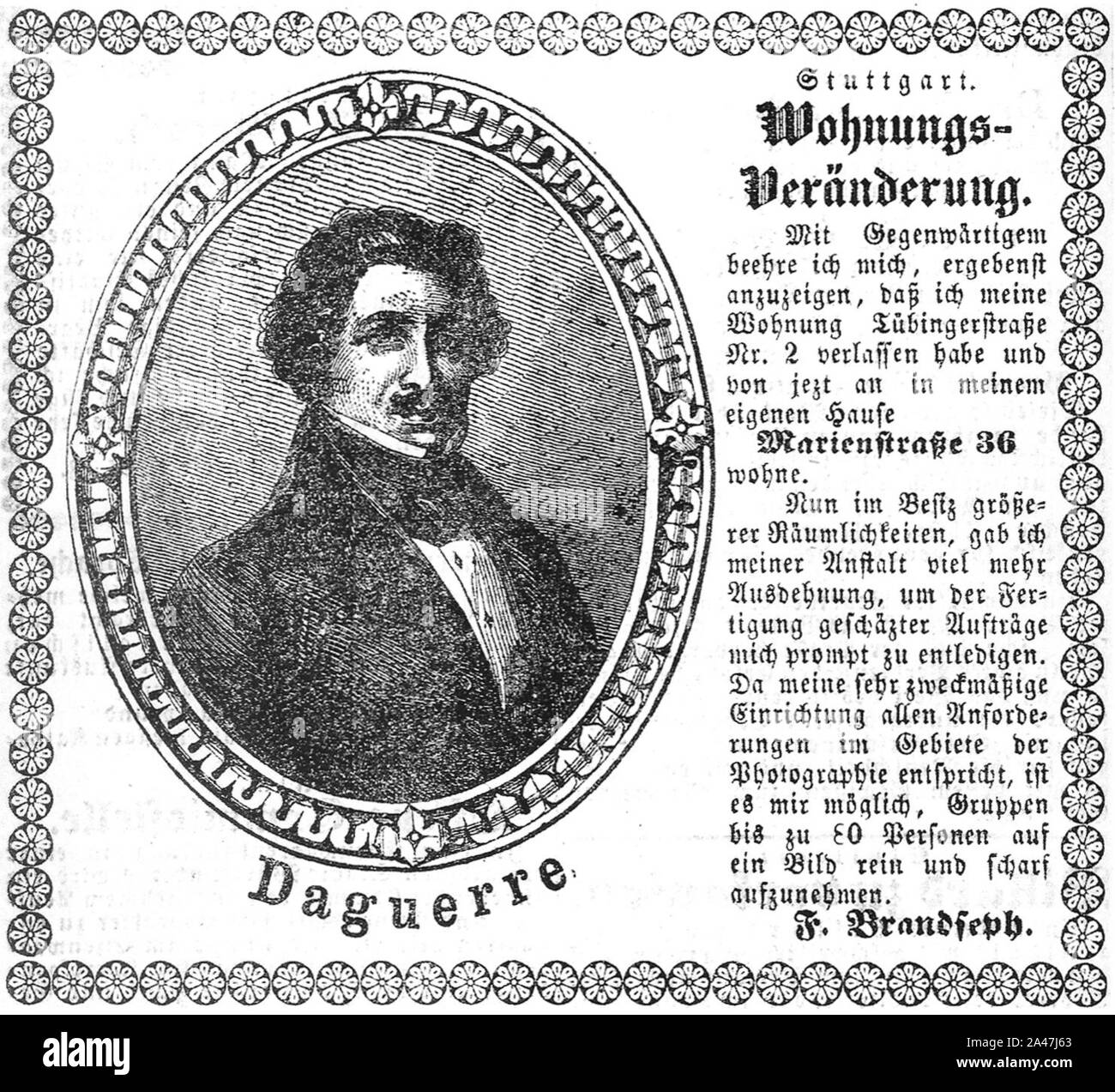 FBrandseph-Anzeige 1860 (132). Stock Photo