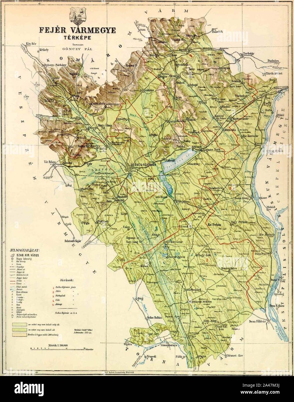 Fejer county map 1910. Stock Photo