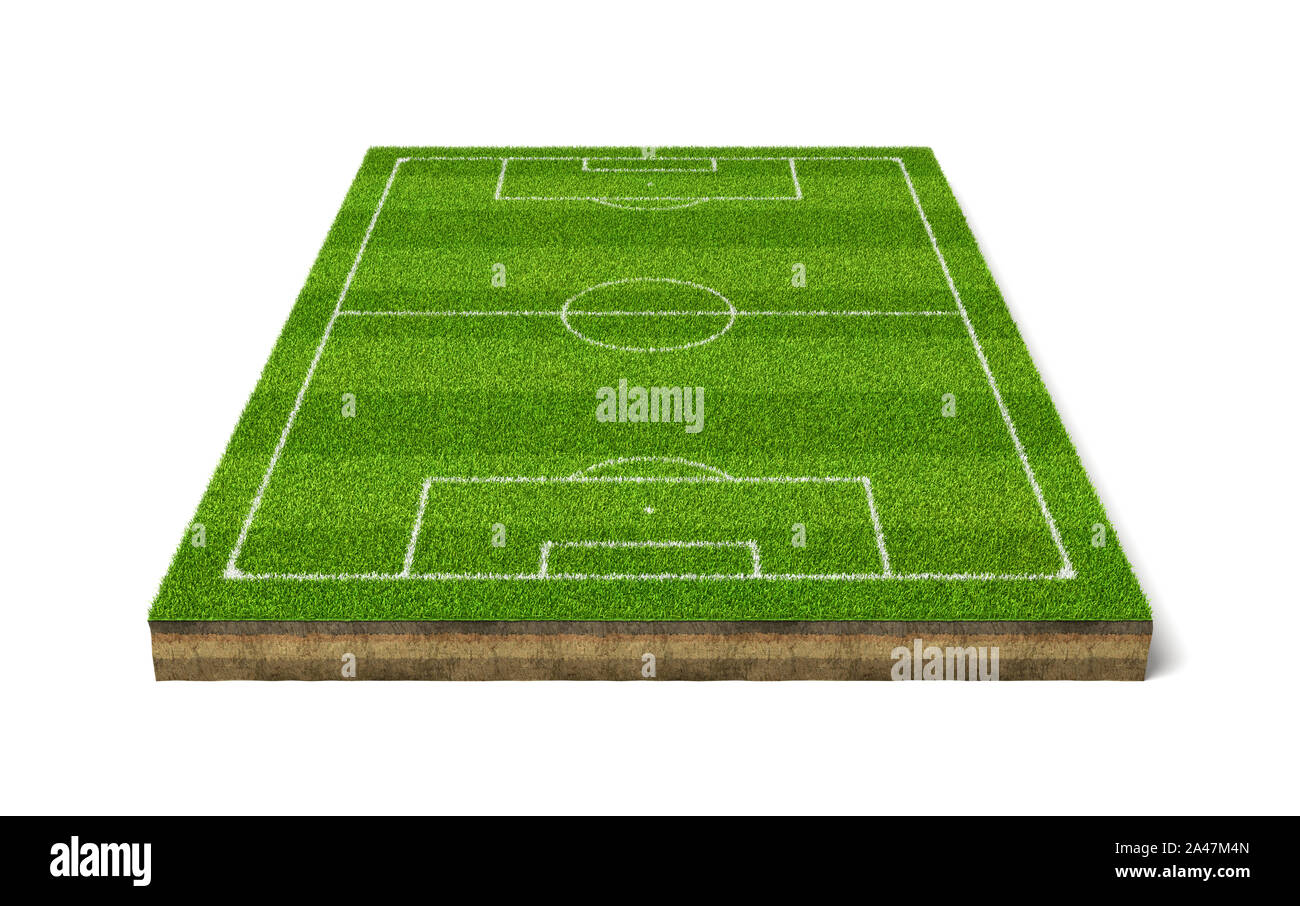 3d rendering of a soccer grass sport field with white lines. Outside
