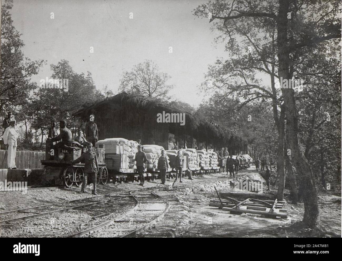 Feldbahn mit Verpflegung a.d.Isonzofront Stock Photo