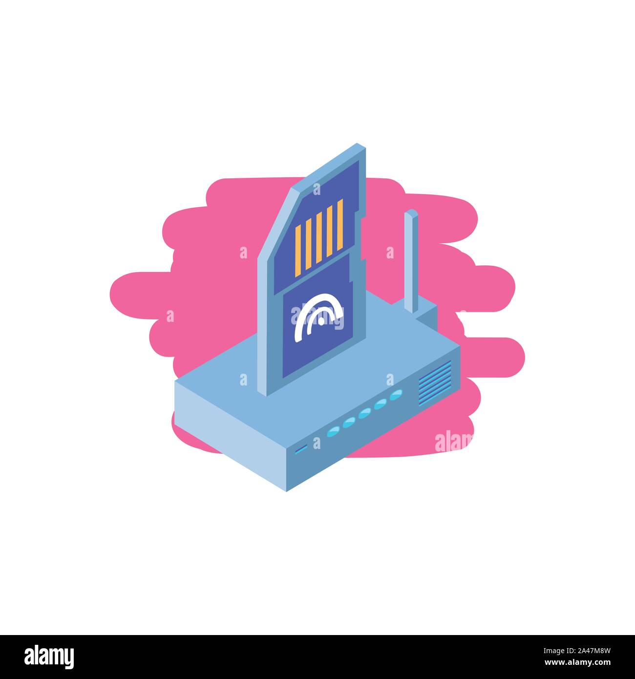 wireless router with micro sd card vector illustration design Stock Vector