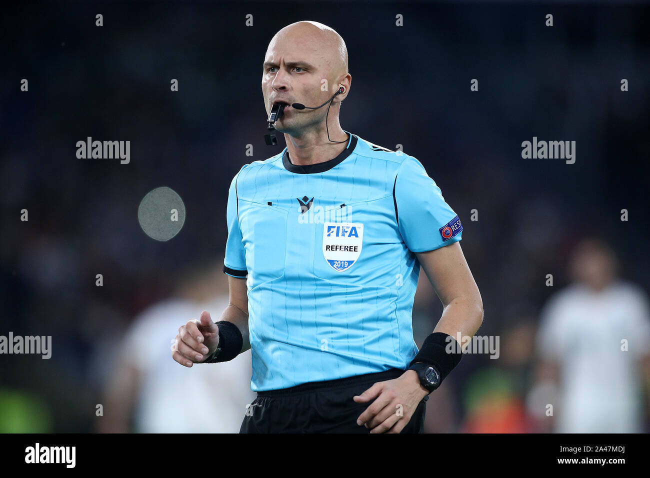 Rome, Italy. 12th Oct, 2019. Sergei Karasev Referee during the European  Qualifier Group J match between Italy and Greece at at Stadio Olimpico,  Rome, Italy on 12 October 2019. Photo by Giuseppe