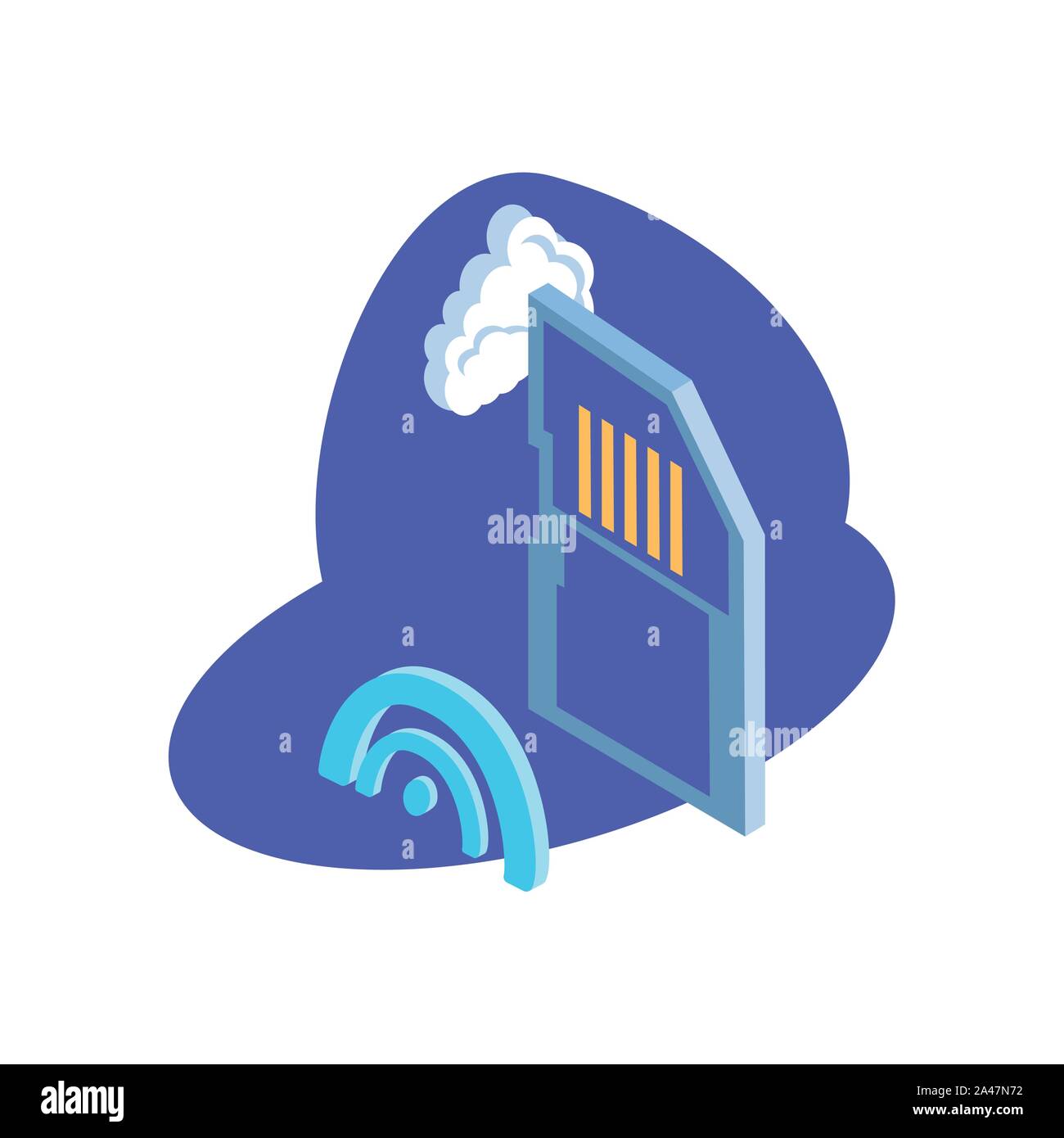 micro sd card with with cloud information vector illustration design Stock Vector