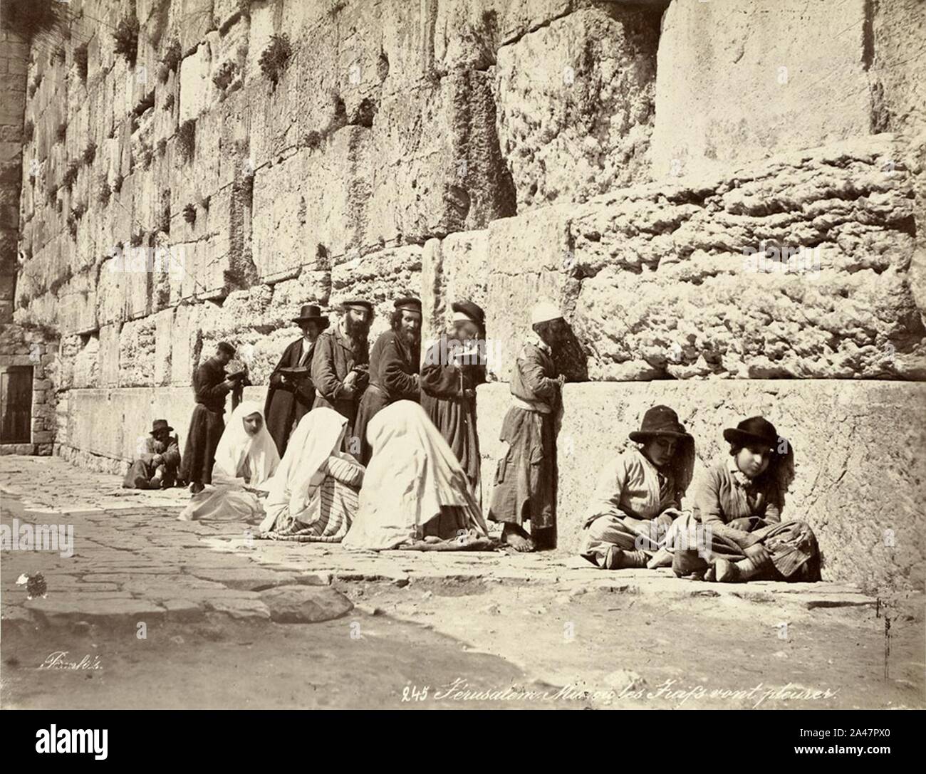 Felix Bonfils Jerusalem Wall. Stock Photo