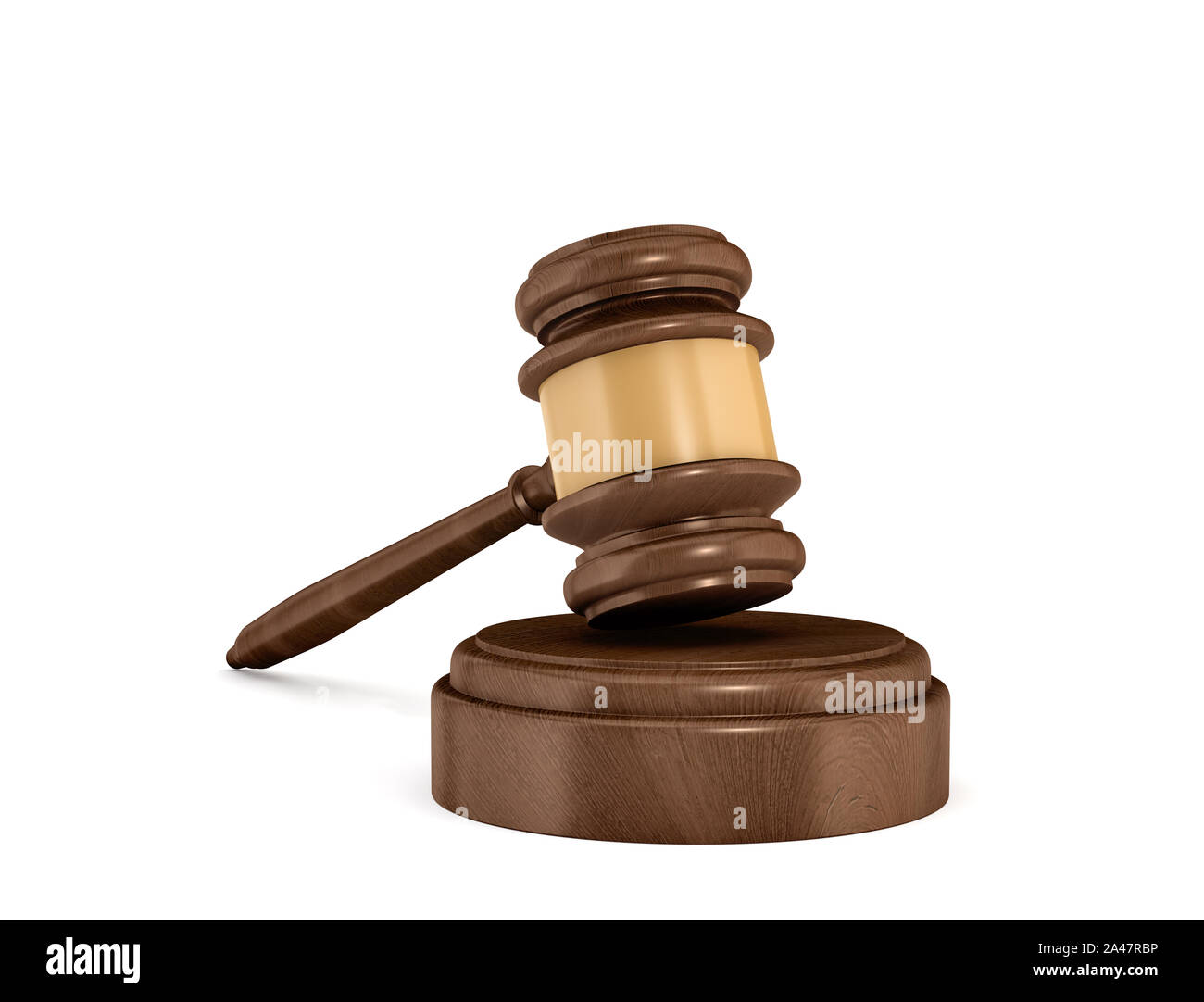 3d rendering of an isolated dark wood judge gavel resting on a sound