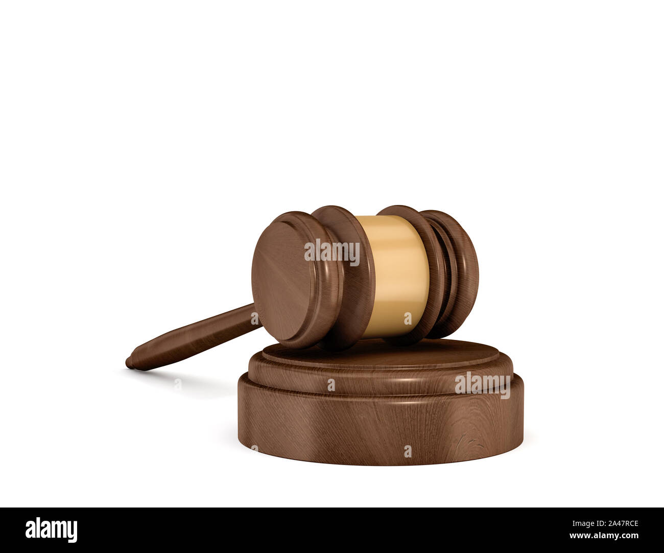 3d rendering of an isolated dark wood judge gavel resting on a sound
