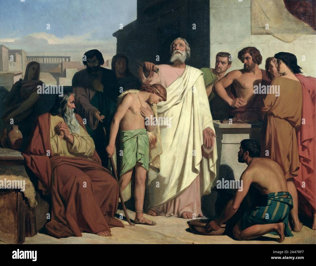 Felix-Joseph Barrias - Annointing of David by Saul. Stock Photo