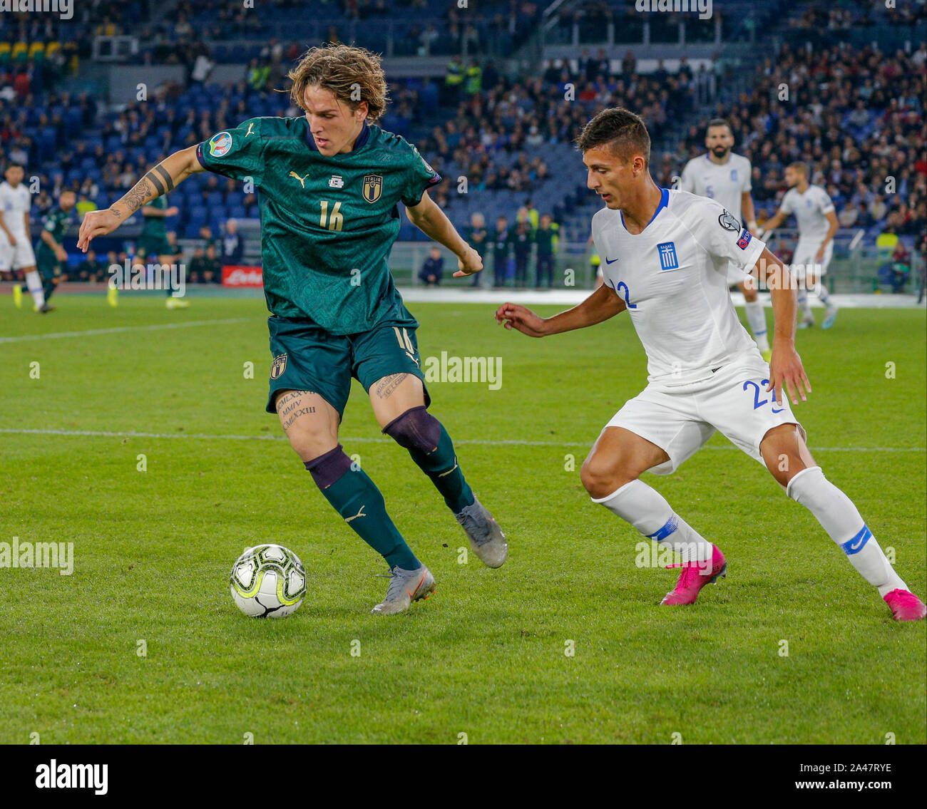 Rome, Italy. . 12th Oct, 2019. 22/10/2019 Rome, Football match between ITALY vs GREECE valid for the European football championships.In picture .NicolËœ Zaniolo Credit: Fabio Sasso/ZUMA Wire/Alamy Live News Stock Photo