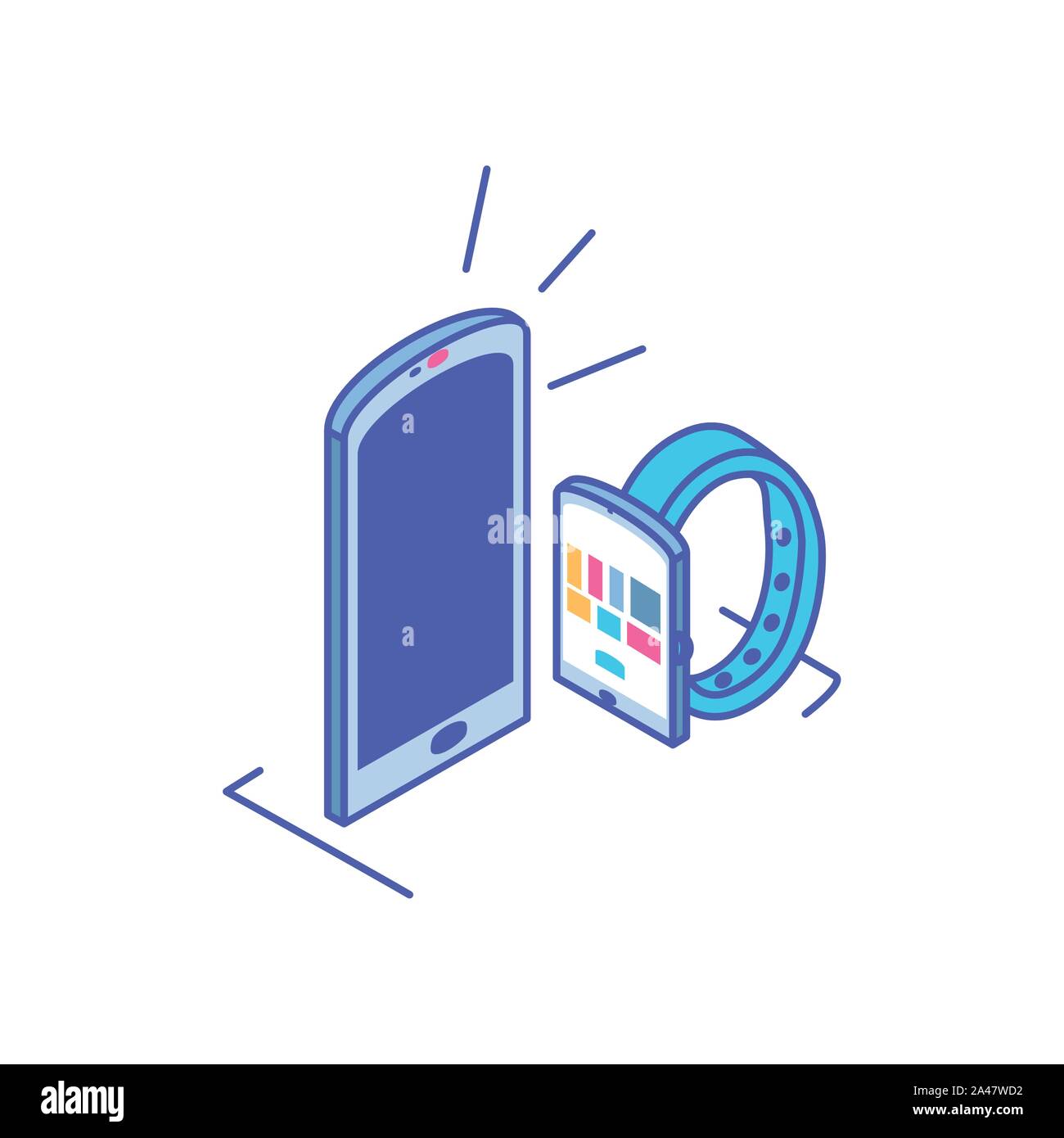 smartphone screen with smart watch vector illustration design Stock Vector