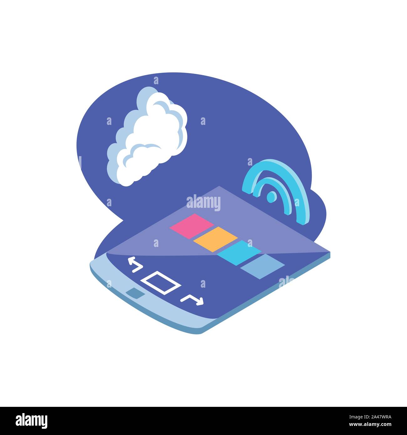 smartphone screen with cloud information vector illustration design ...