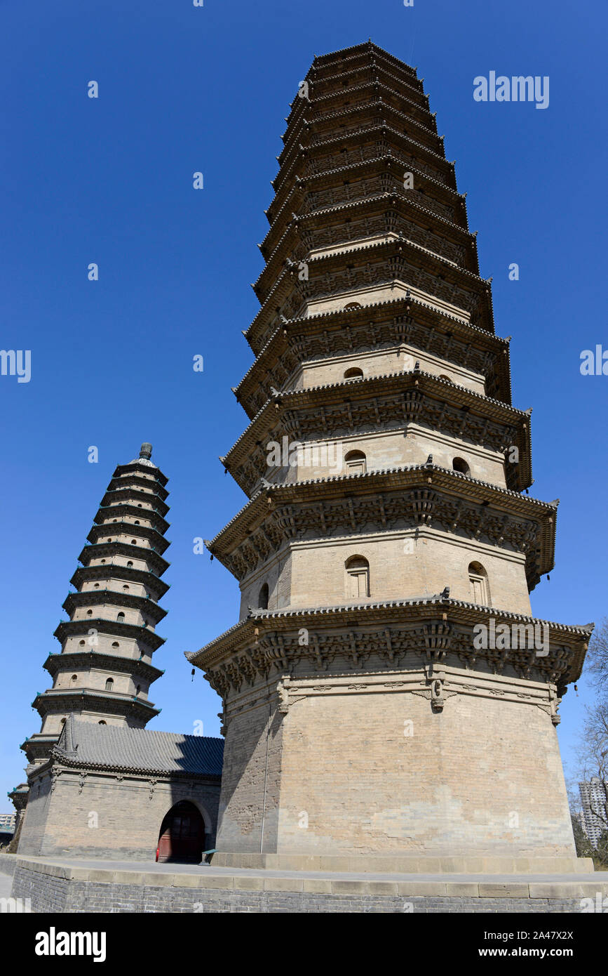 Twin Pagoda temple (Yongzuo temple), Taiyuan, Shanxi province Stock Photo