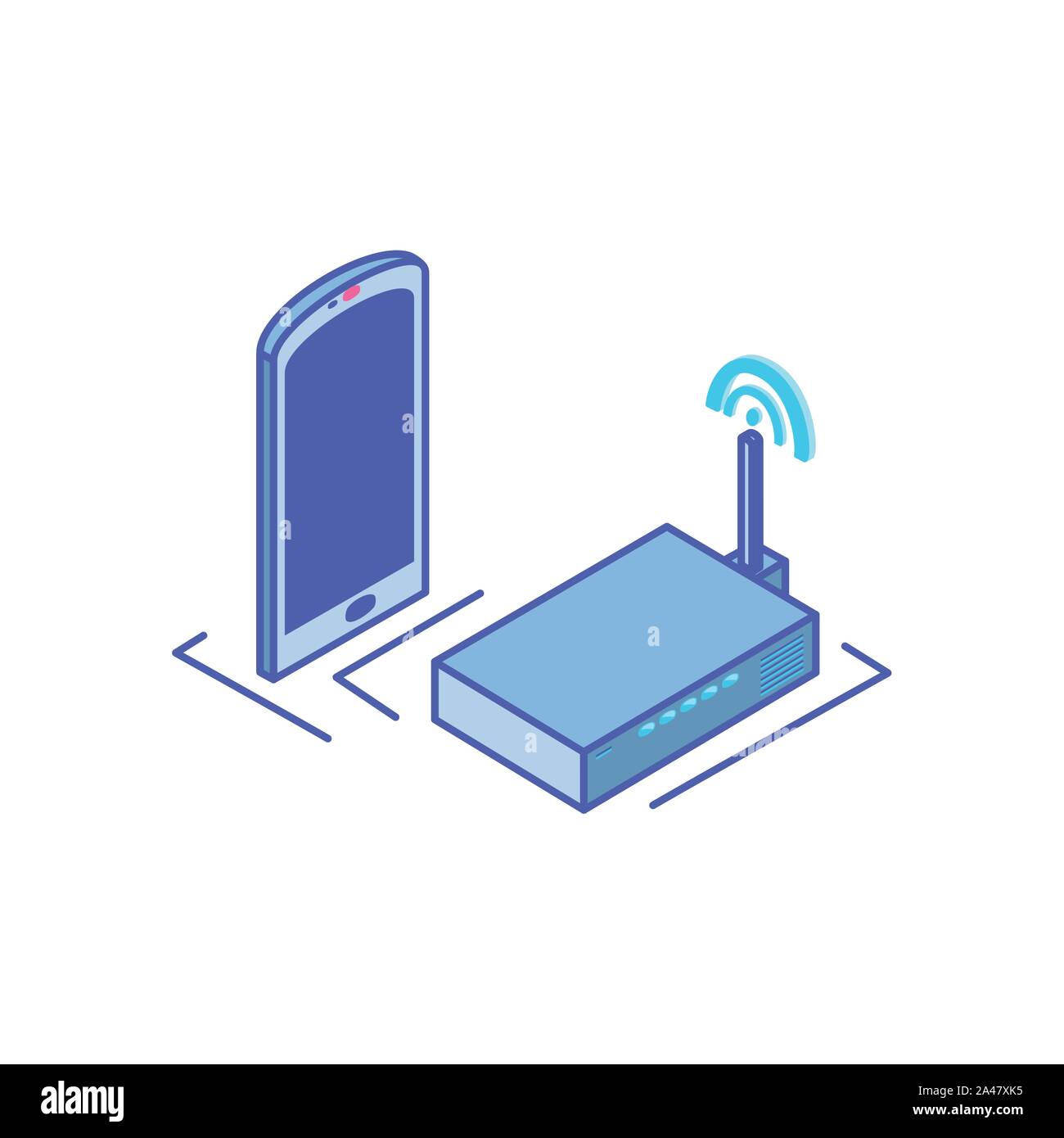 smartphone screen with wireless router vector illustration design Stock ...