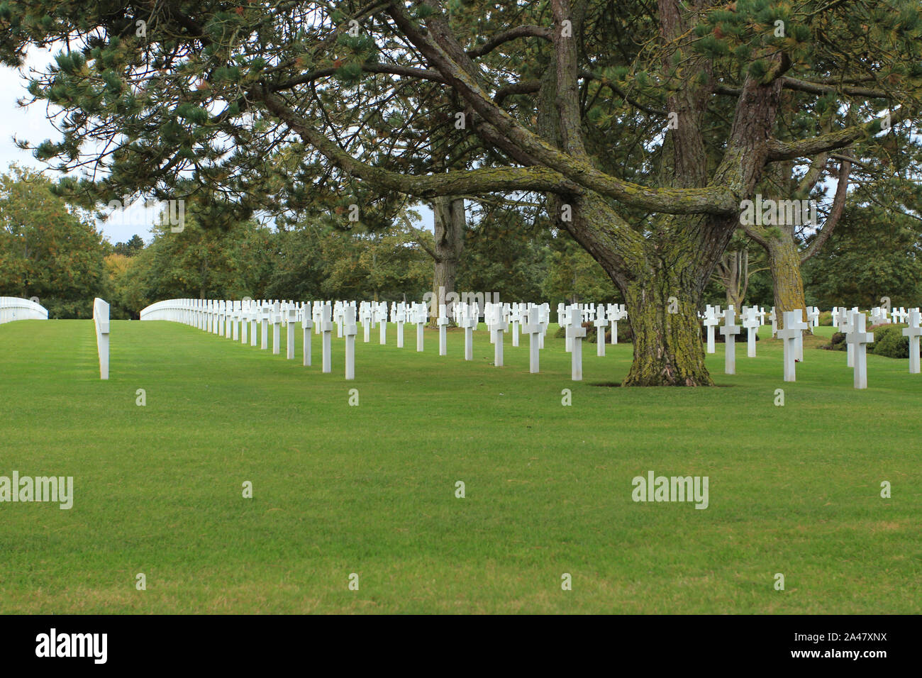 Omaha Beach, Normandy 09/10/2017.  D-Day,  Landing area of the Americans. Cemetery and Monument to the fallen. Stock Photo