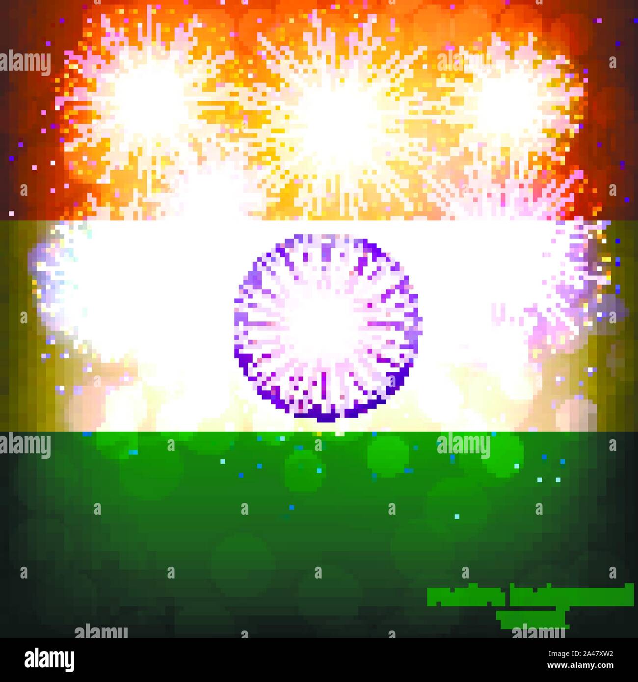Bright firework with flag of India. Happy India day flag background ...