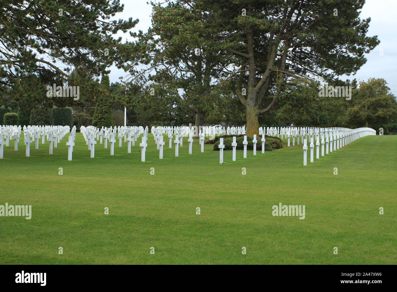 Omaha Beach, Normandy 09/10/2017.  D-Day,  Landing area of the Americans. Cemetery and Monument to the fallen. Stock Photo