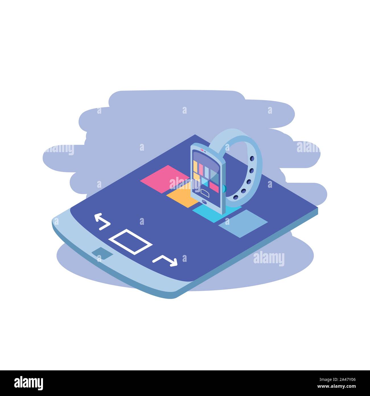 smartphone screen with smart watch vector illustration design Stock Vector