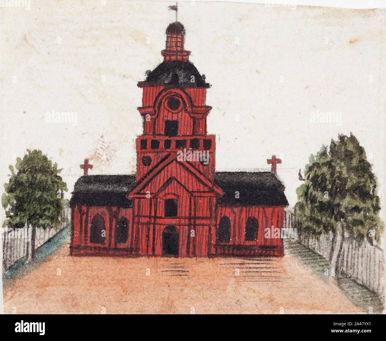 Ferdinand von Wright - Punainen kirkko Stock Photo