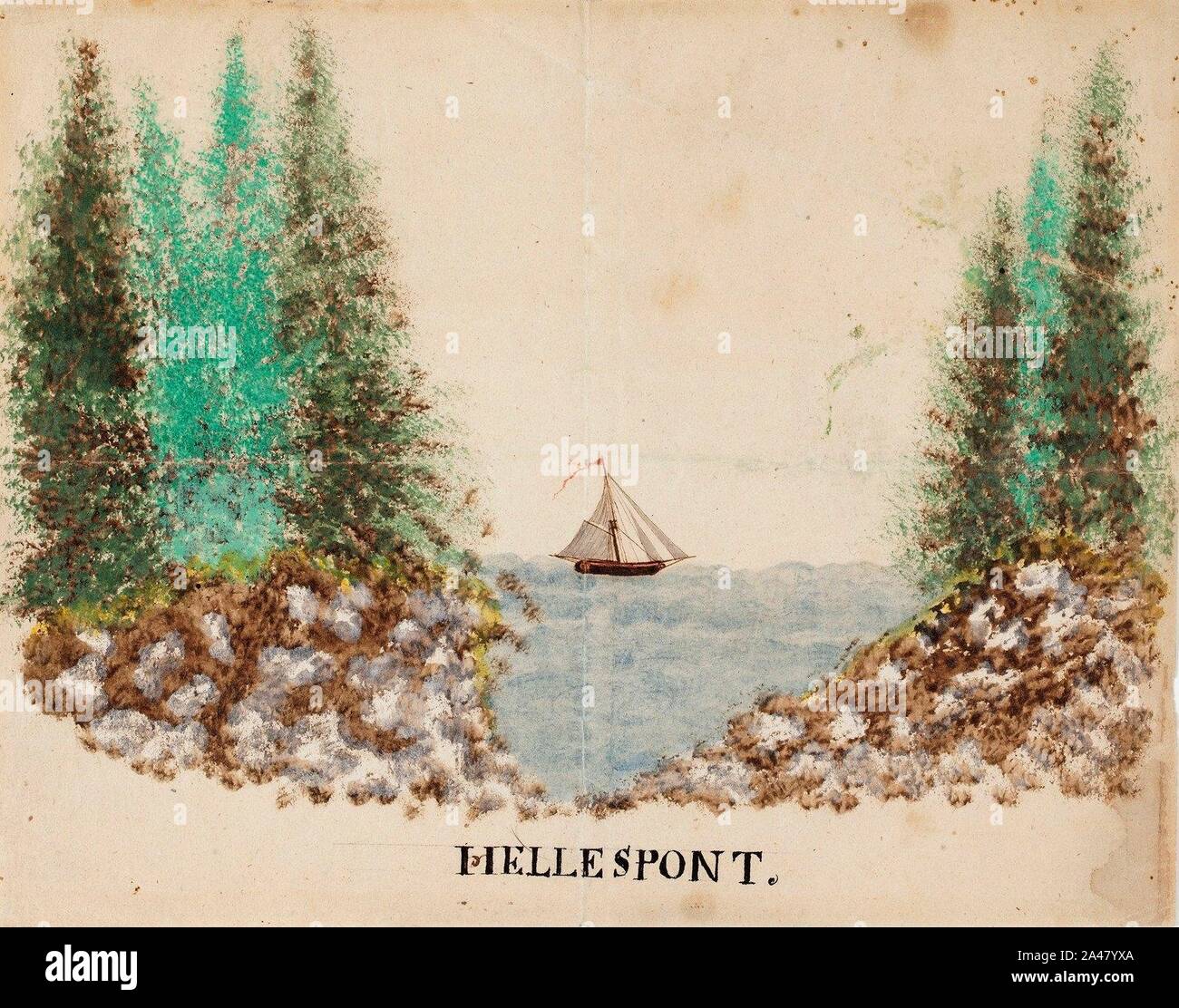 Ferdinand von Wright - Purjevene merellä. ‘Hellespont‘ Stock Photo