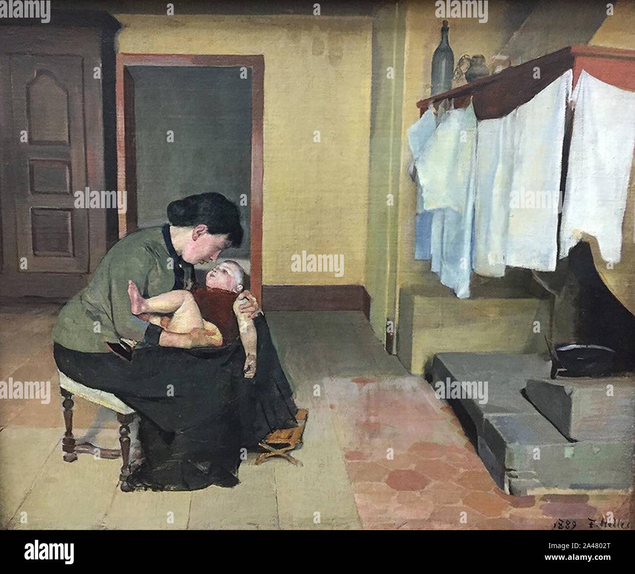 Ferdinand-hodler-mutter-und-kind-in-der-kueche-mother-and-childe-in-the-kitchen-1889. Stock Photo