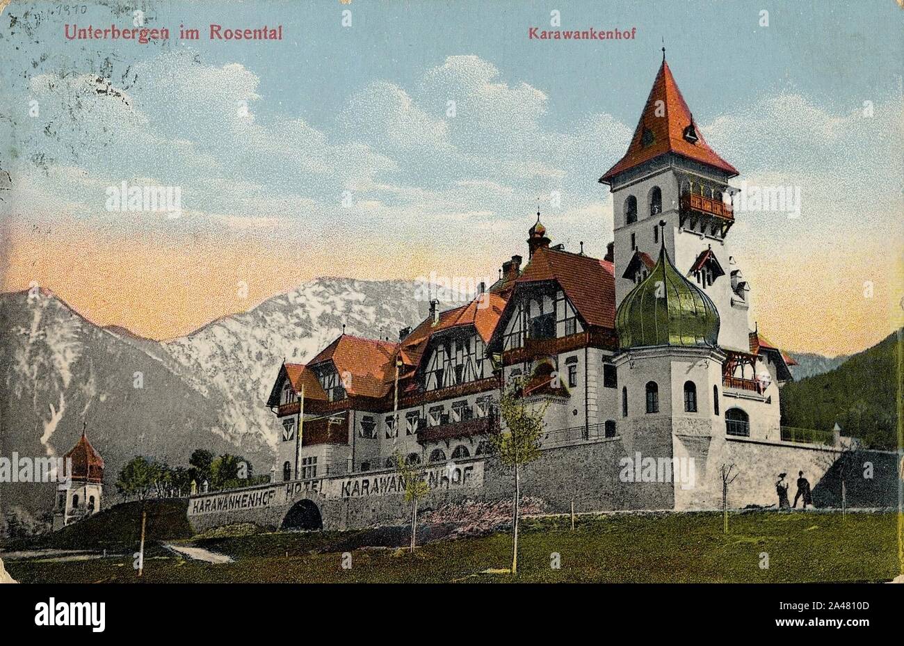 Ferlach Unterbergen Karawankenhof 1900. Stock Photo