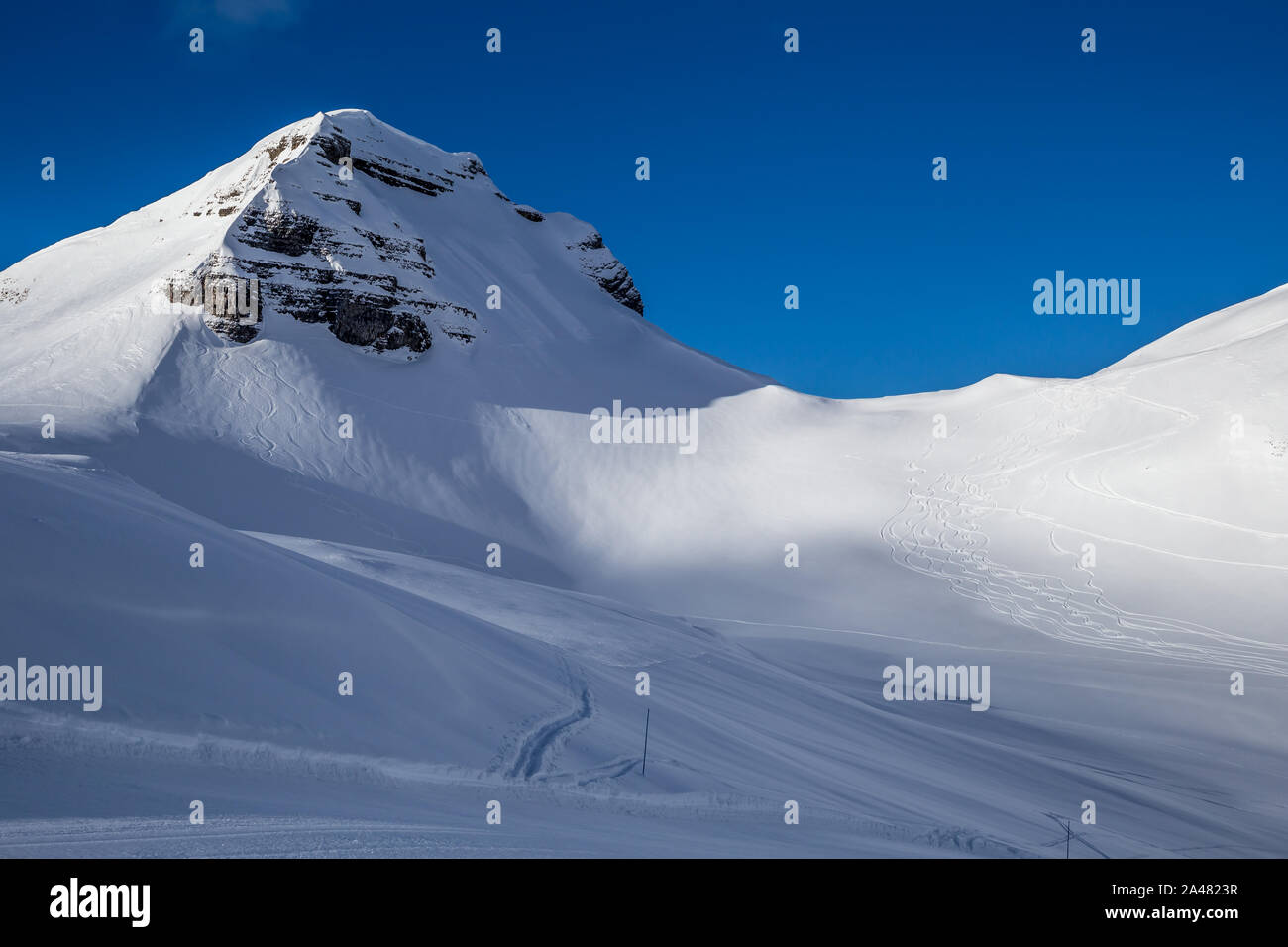 Free ski terrain, Alps in Flaine area, Grand Massif, France Stock Photo