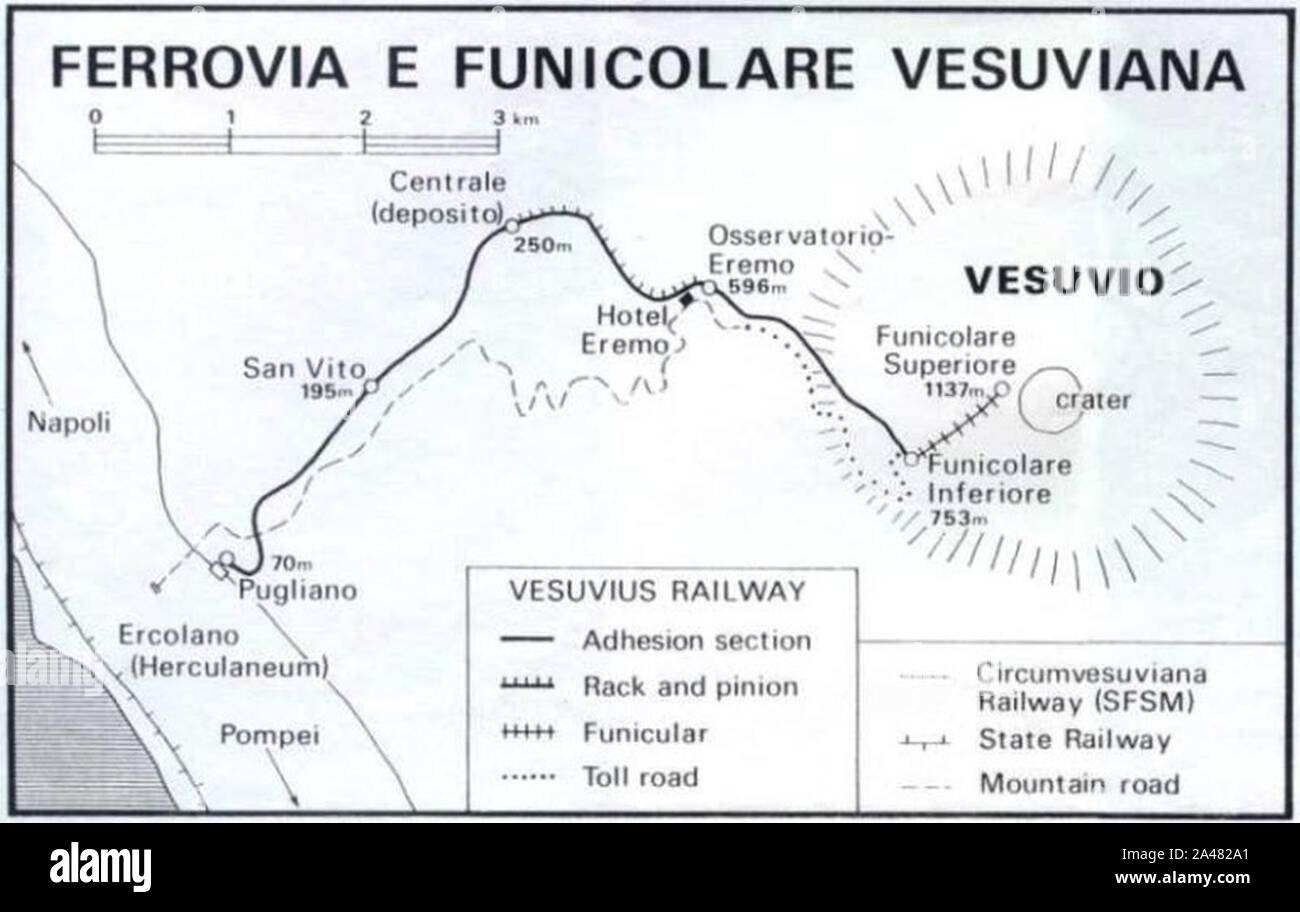 Ferrovia e Funicolare Vesuviana piantina. Stock Photo