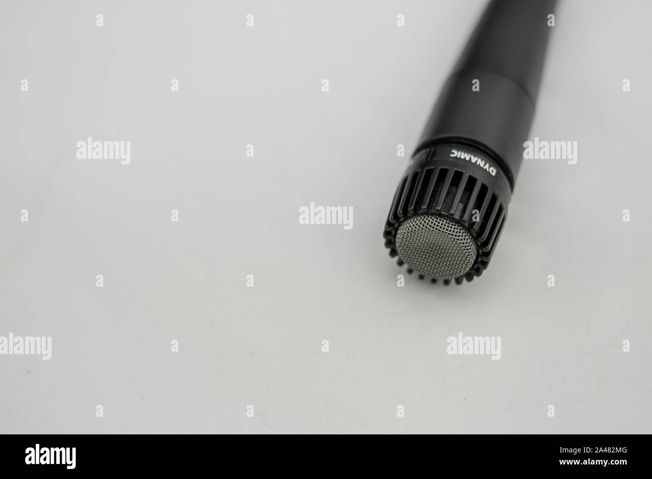 Closeup of dynamic microphone capsule with cardioid polar pattern for