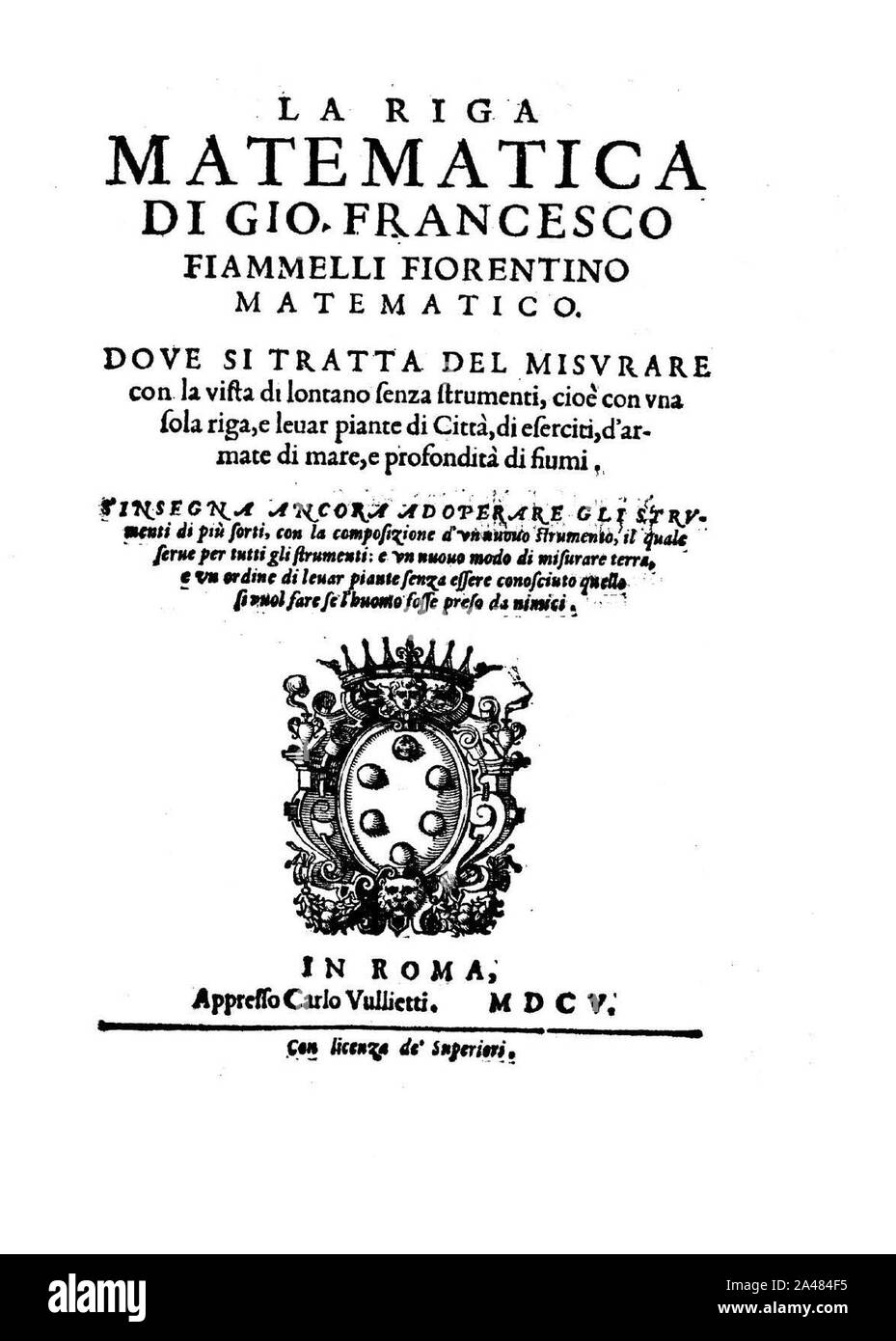 Fiammelli - Riga matematica, 1605 - 127855. Stock Photo