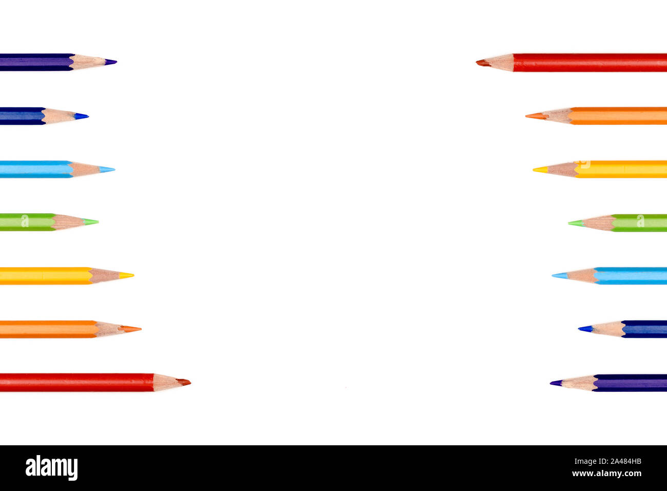 Colorful rainbow pencil color frame border background. Colorful pencil ...