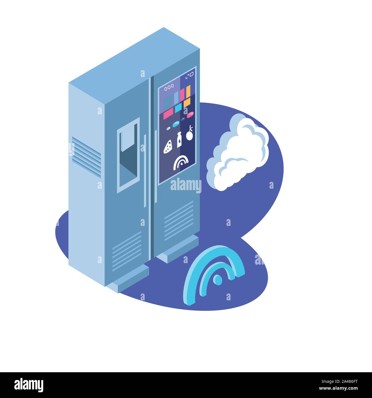 smart fridge with cloud information vector illustration design Stock Vector