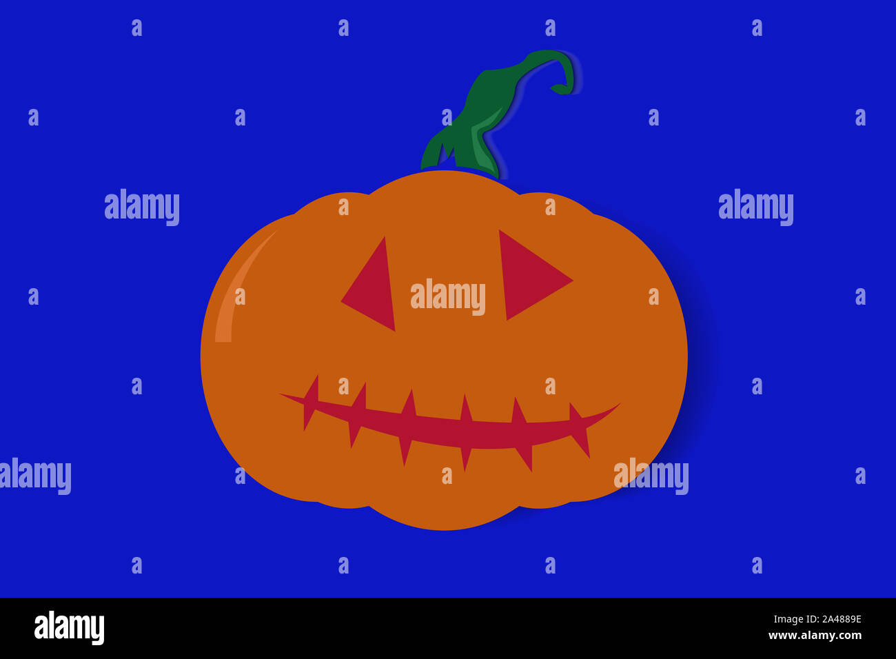 Halloween Pumpkin On A Blue Background Stock Photo