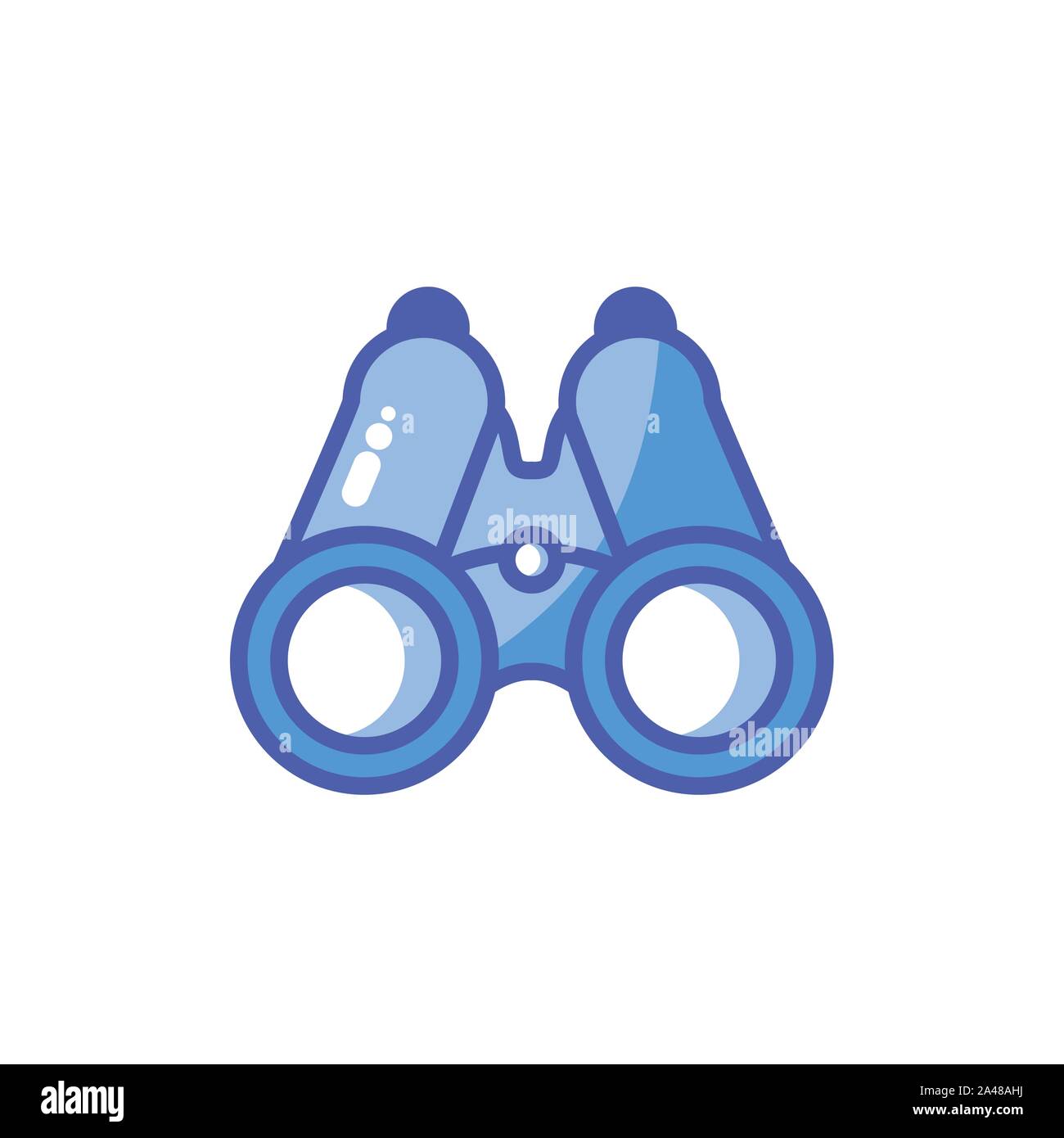 blue binocular, discovery in white background vector illustration design Stock Vector