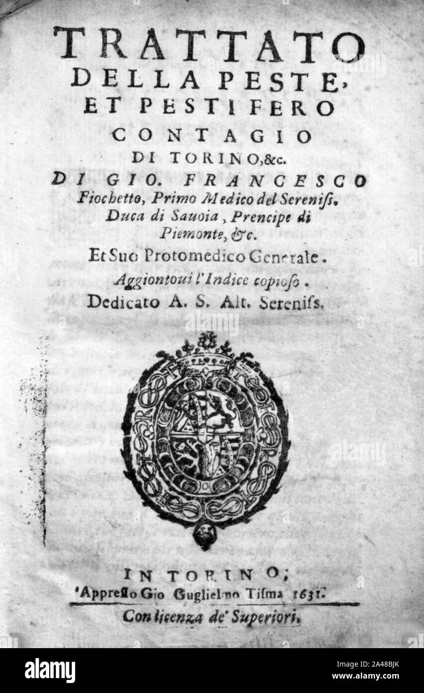 Fiochetto, Trattato della peste 1631. Stock Photo