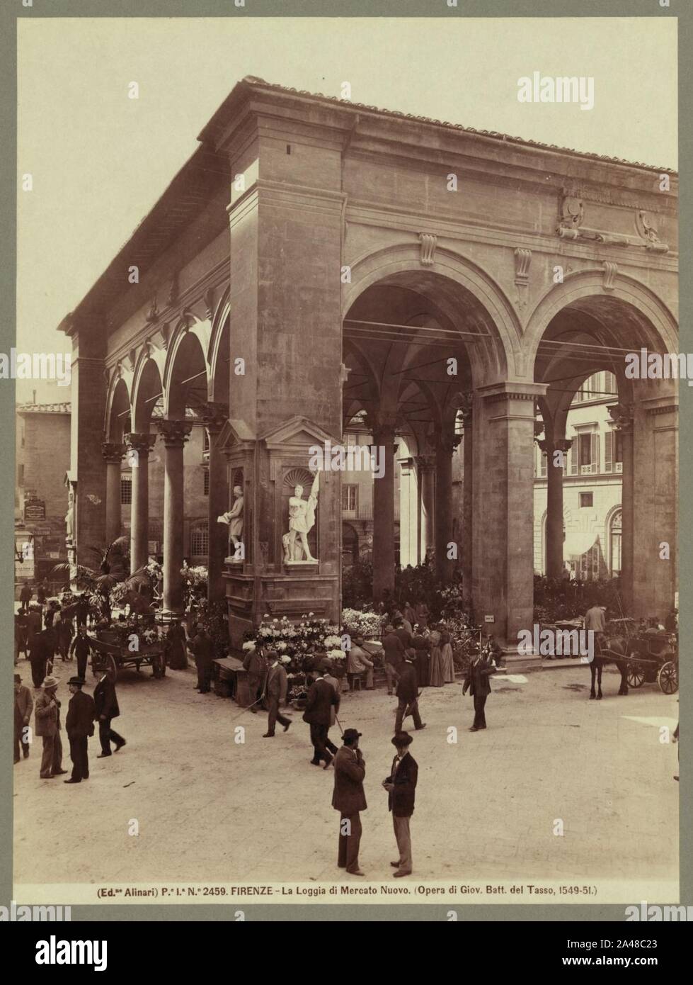 Firenze - la loggia di Mercato Nuovo (Opera di Giov. Attt. del Tasso, 1549-51) - Ed. Alinari. Stock Photo