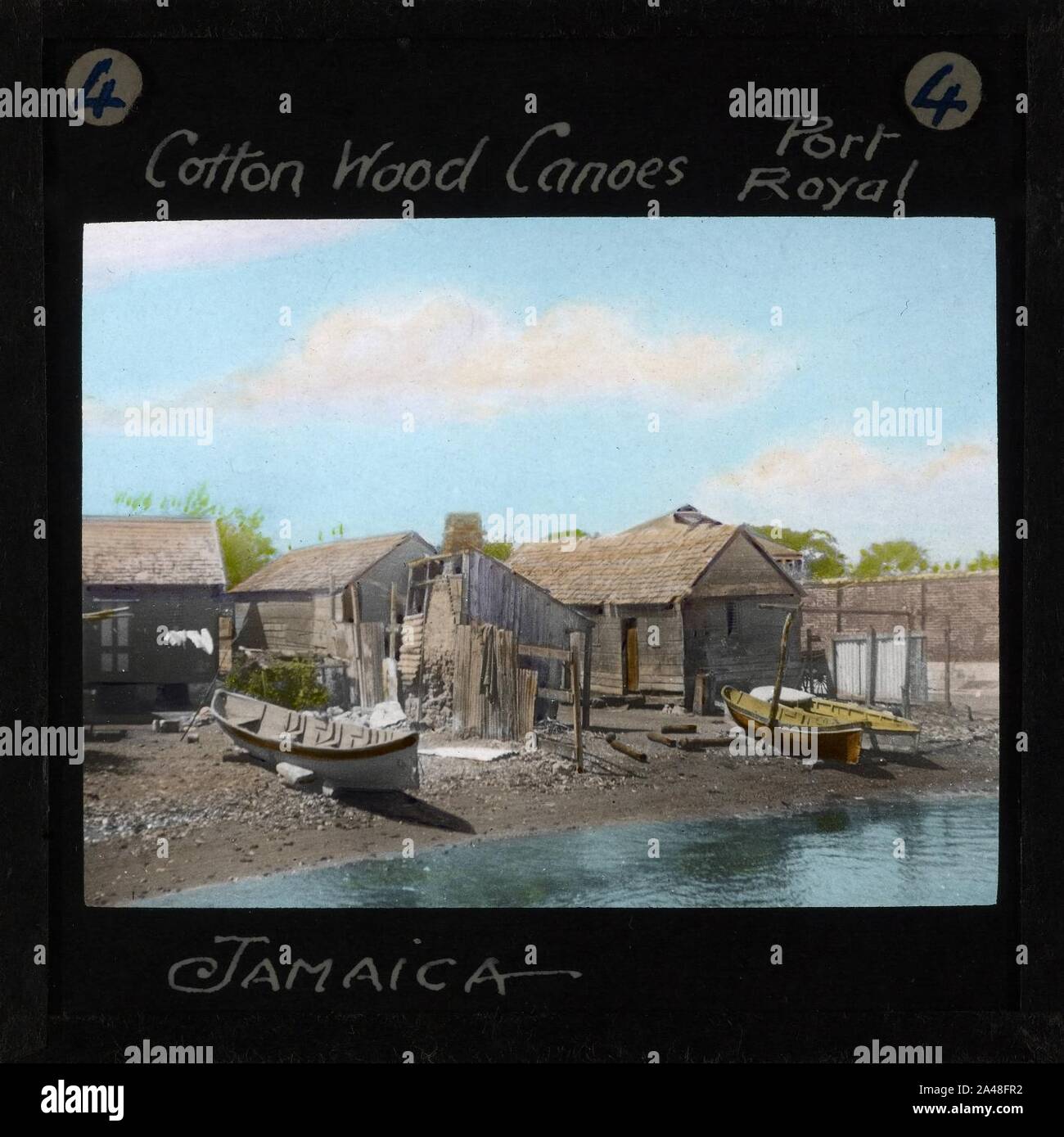Fisherman's Shacks and Cotton-wood Canoes, Port Royal (imp-cswc-GB-237-CSWC47-LS12-004). Stock Photo