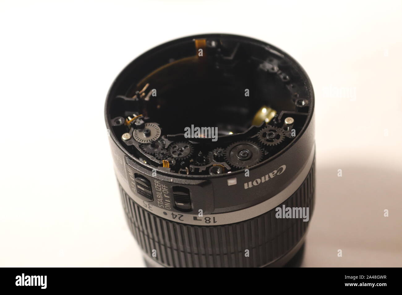 Parts of a Canon DSLR Lens Stock Photo Alamy