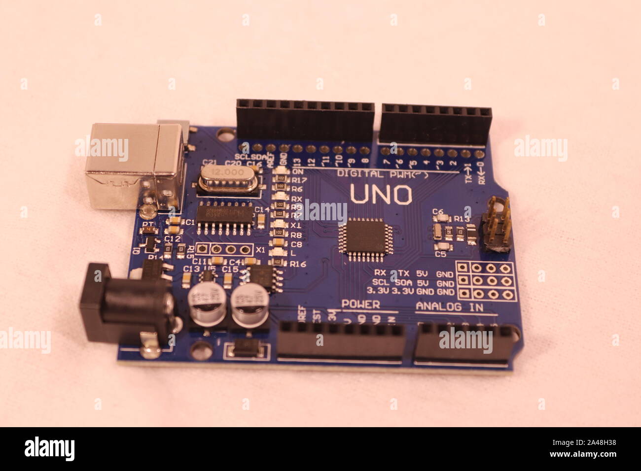 A knock-off Arduino Uno board. Stock Photo