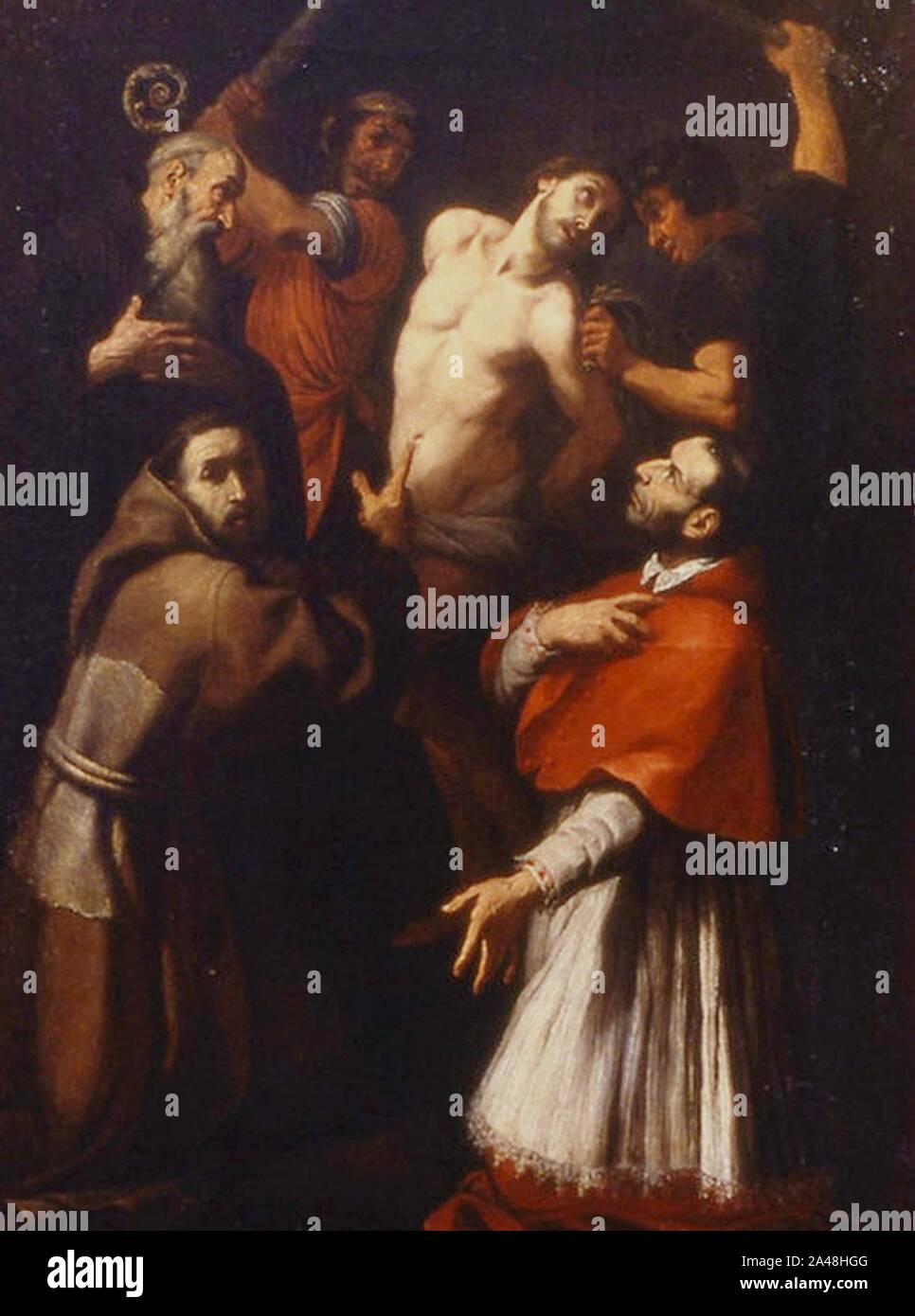 Flagellazione con santi - Daniele Crespi. Stock Photo