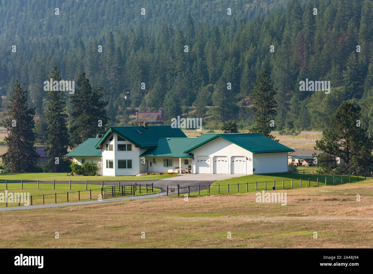 Luxury sprawling house on a ranch in Montana, USA Stock Photo