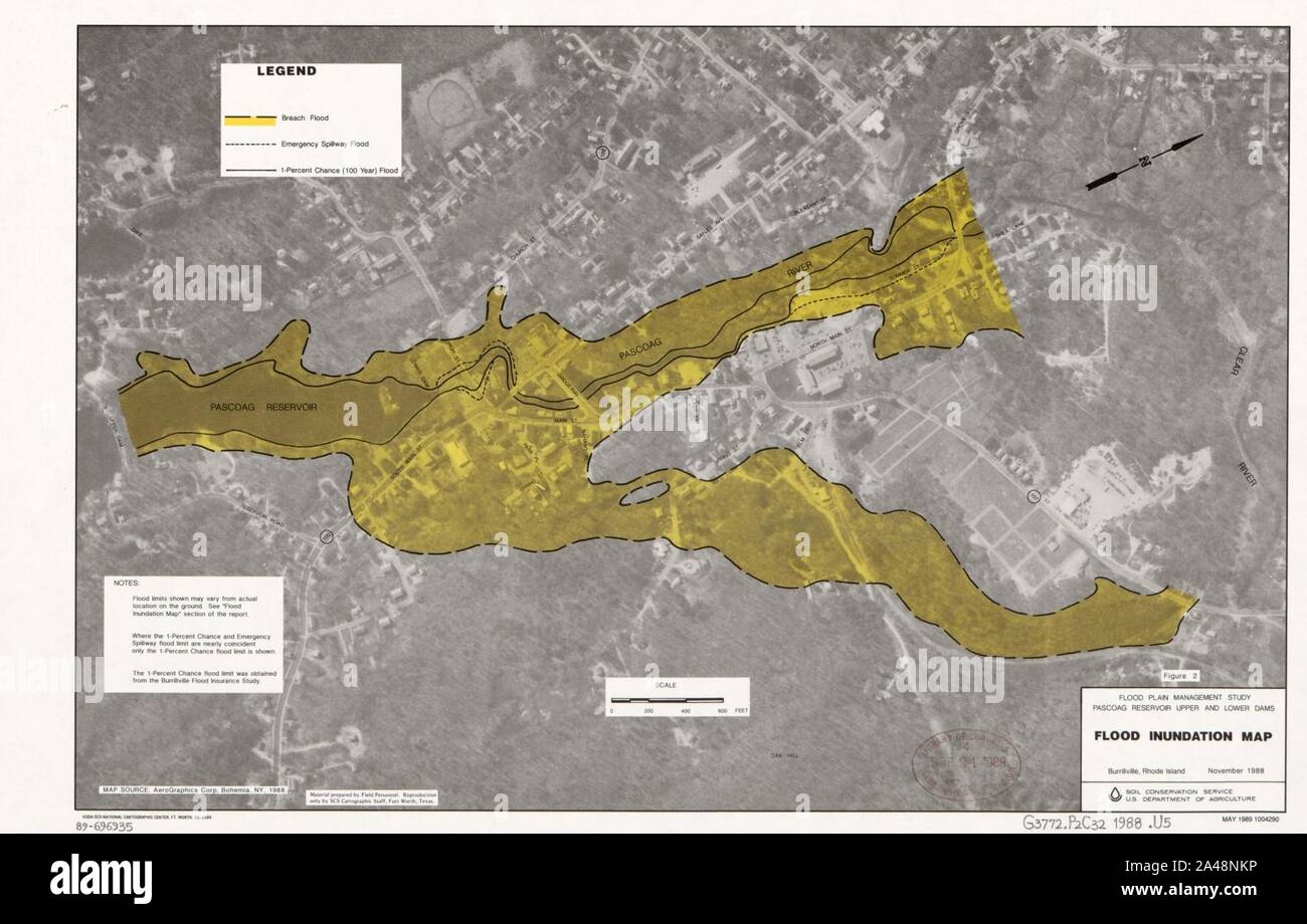 Flood plain management study, Pascoag Reservoir upper and low dams