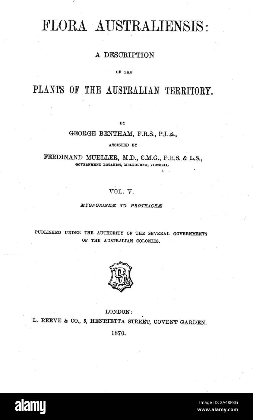 Flora Australiensis V5 title page. Stock Photo