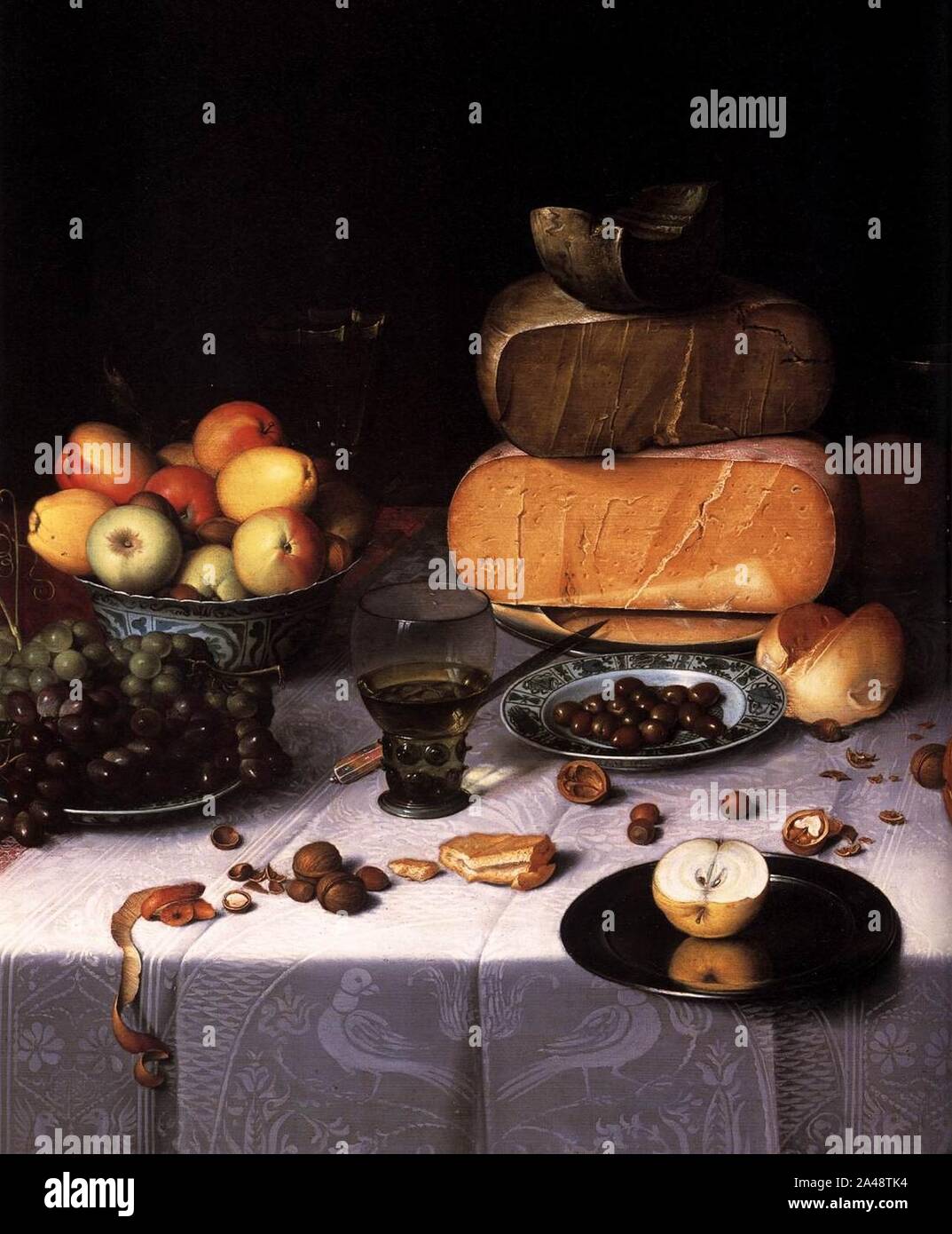 Floris van Dyck - Laid Table with Cheeses and Fruit (detail) Stock Photo